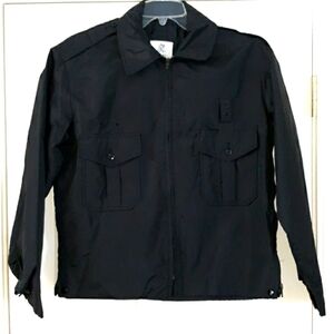 Vtg 80's Horace Security Uniform Lightweight Nylon Black Jacket Zip front